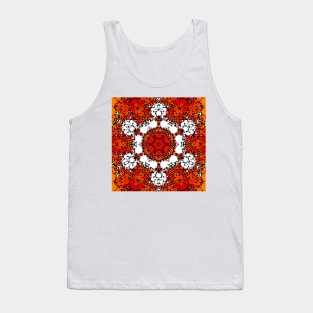 Dot Mandala Flower Orange White and Red Tank Top